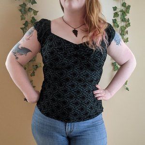 Collectif Brocade Cap Sleeve Blouse